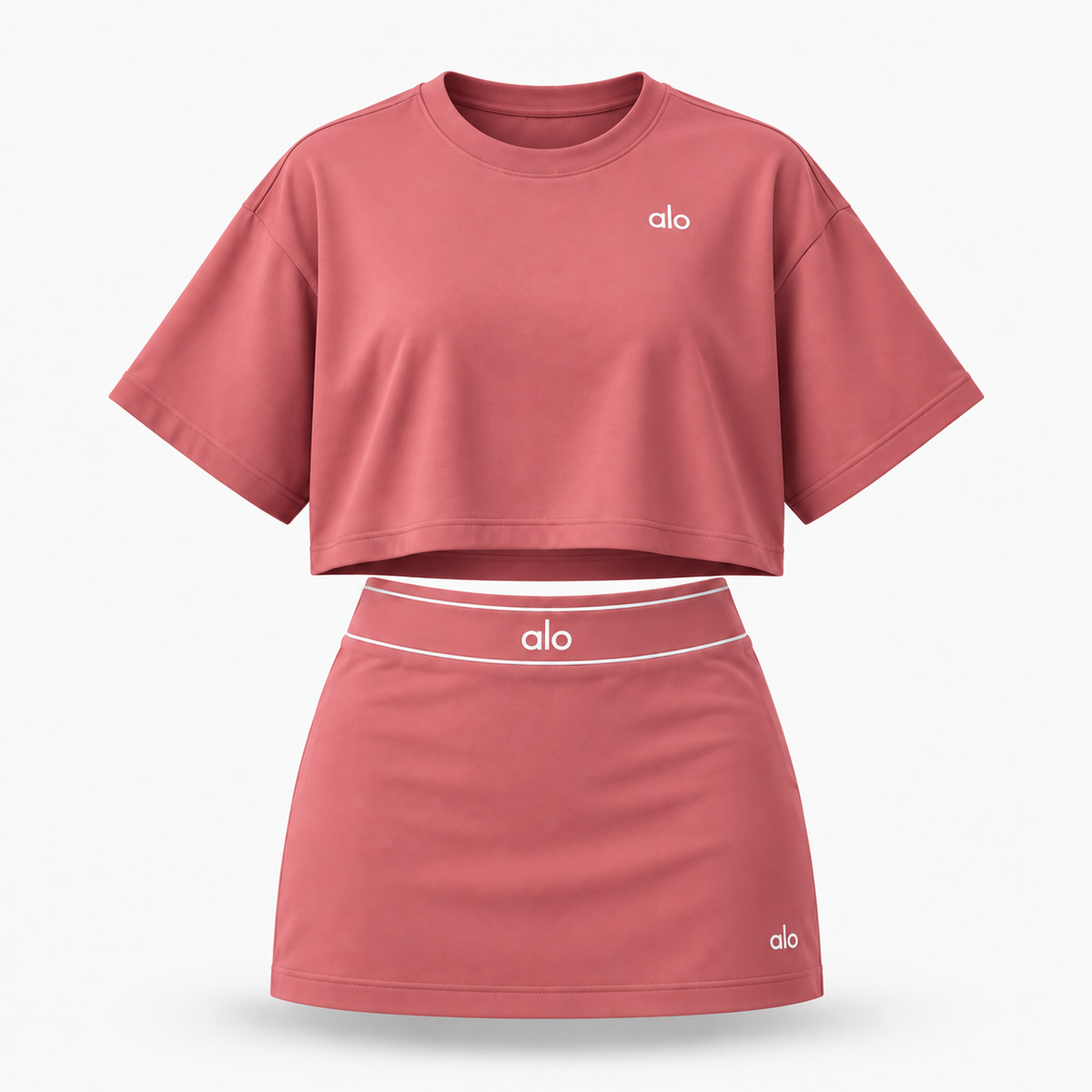 Ensemble Alo Crop Top & Jupe Femme - Rose