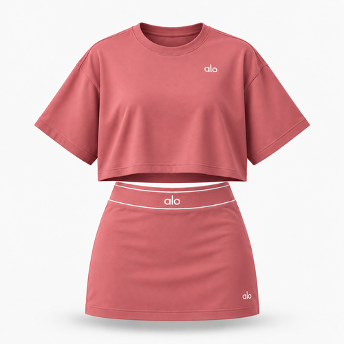 Ensemble Alo Crop Top & Jupe Femme - Rose