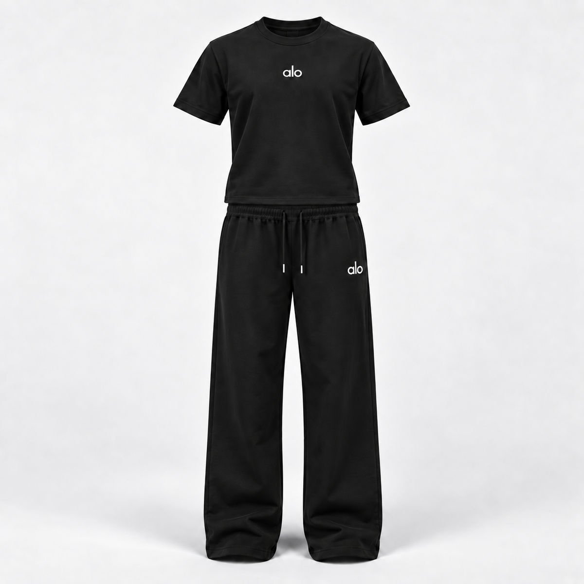 Ensemble T-shirt & Pantalon Large Femme - Noir