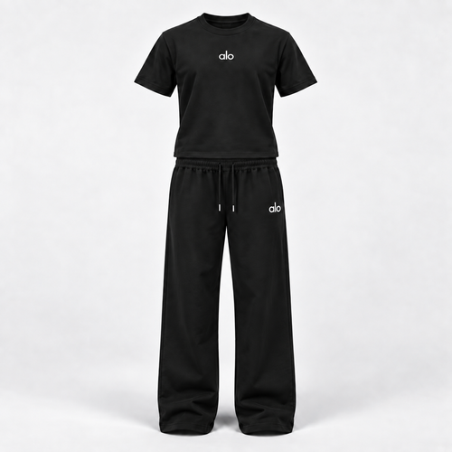 Ensemble T-shirt & Pantalon Large Femme - Noir