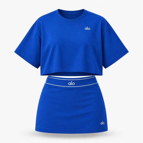 Ensemble Alo Crop Top & Jupe Femme - Bleu