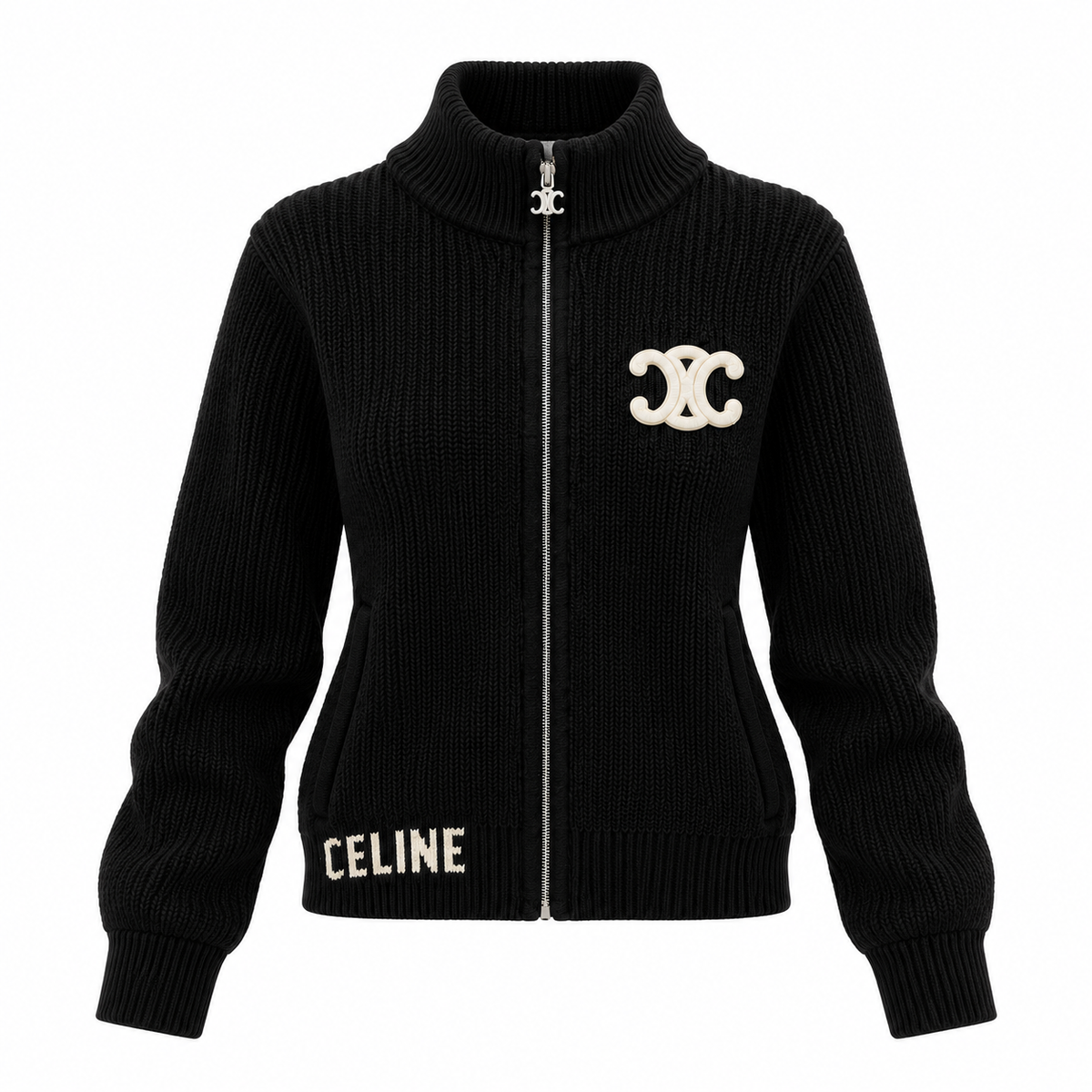 Gilet Céline Maille Côtelée - Noir